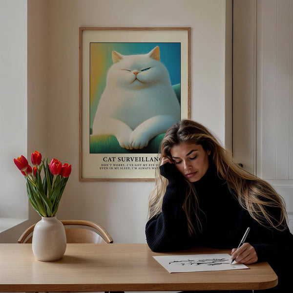 Cat lover gift with a cool lounging cat illustration