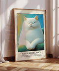 Funny cat print wall art in retro style for living rooms.