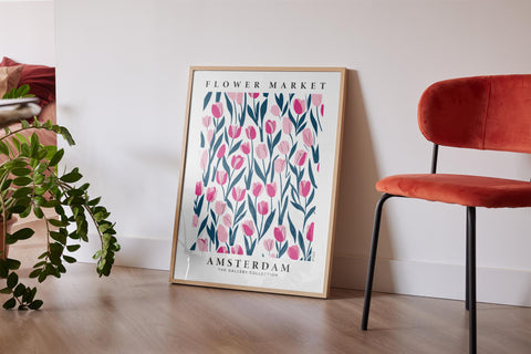 Pink tulip flower poster