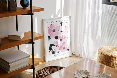 Blush dogwood art for living room