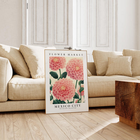 Mexico City flower market poster print