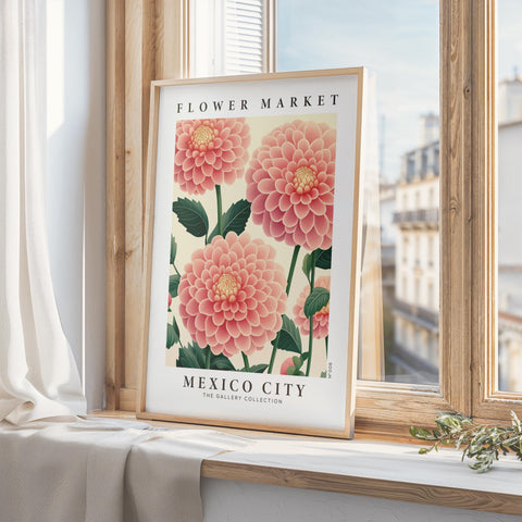 Floral wall art flower market poster for living room