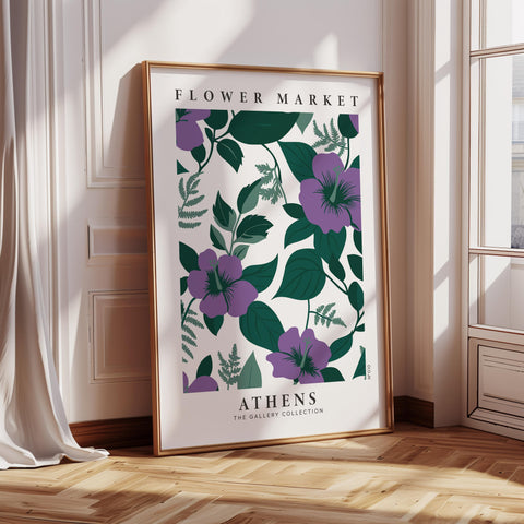 flower market poster violet