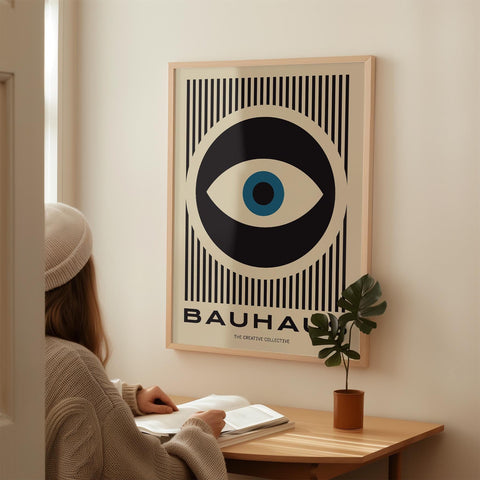 Modern Bauhaus eye design for home office or living room.