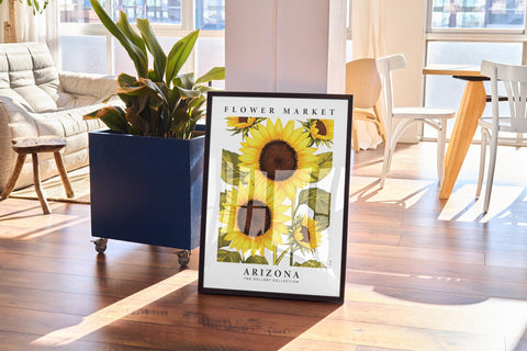 william morris inspired sunflower poster