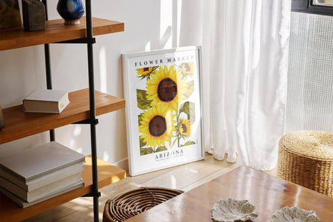 botanical sunflower wall print