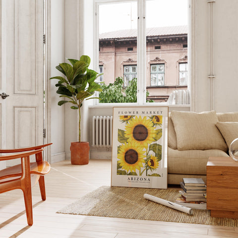 sunflower wall art in william morris style