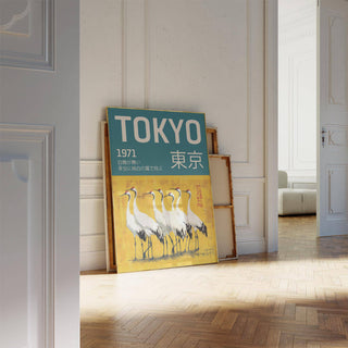 Minimalist traditional Japanese crane art for modern interiors