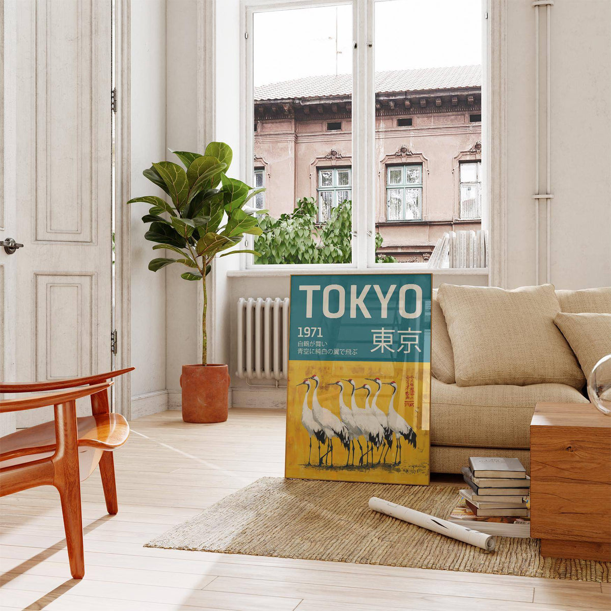 Contemporary traditional Japanese crane art for stylish home decor
