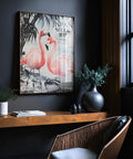 Traditional Japanese flamingo poster, ideal for bedroom and home office decor.