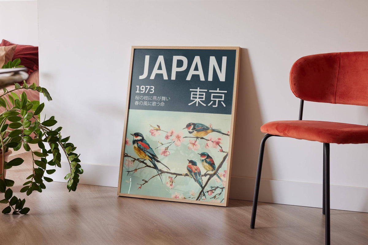 Elegant Japanese bird wall art for modern and traditional interiors