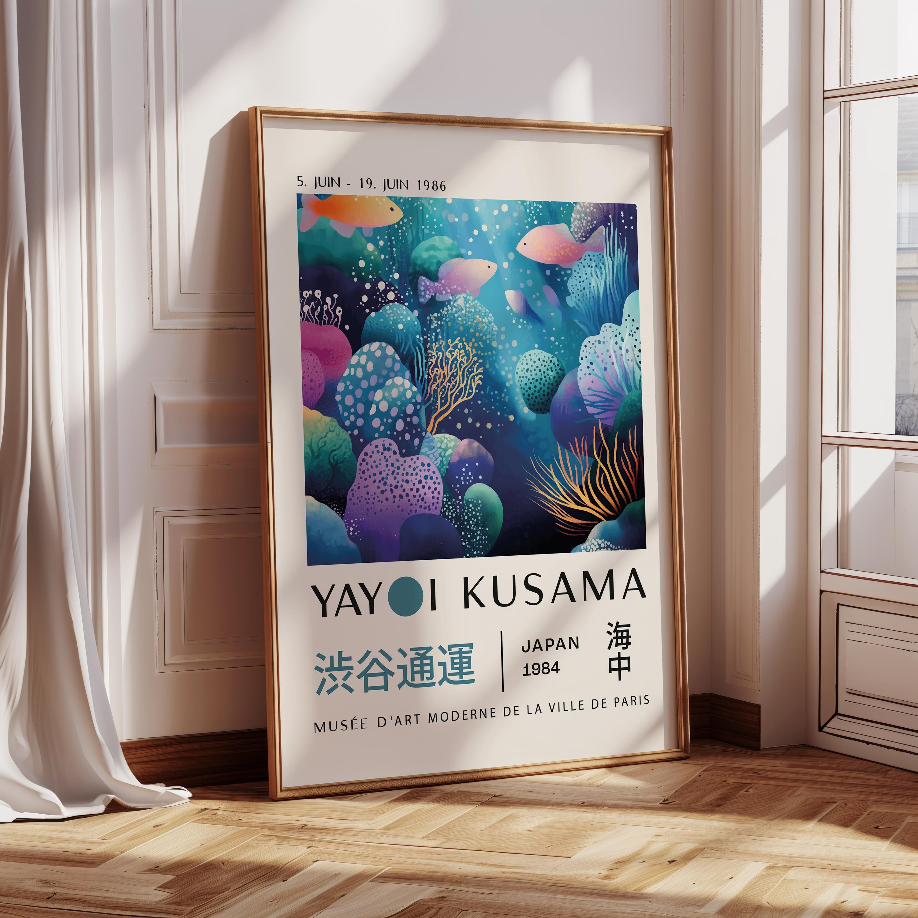 Yayoi Kusama Exhibition Poster | Colourful Fish Pop Art Print