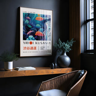 Bold dotted style colorful fish art for modern wall decor