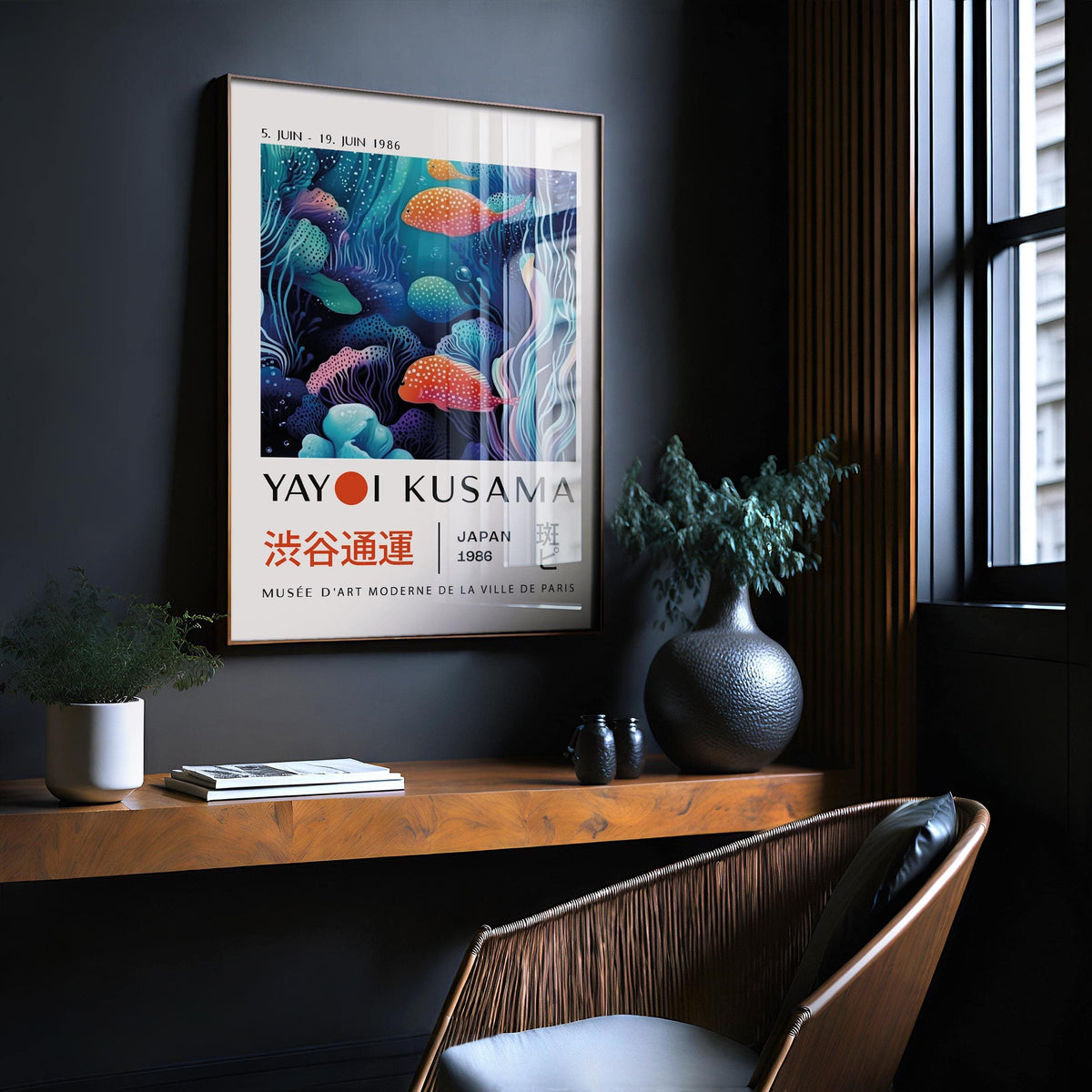 Bold dotted style colorful fish art for modern wall decor