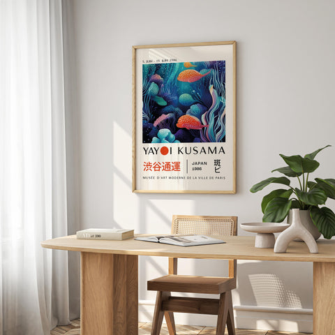 Yayoi Kusama Japanese Wall Art | Colourful Coral Clown Fish Poster