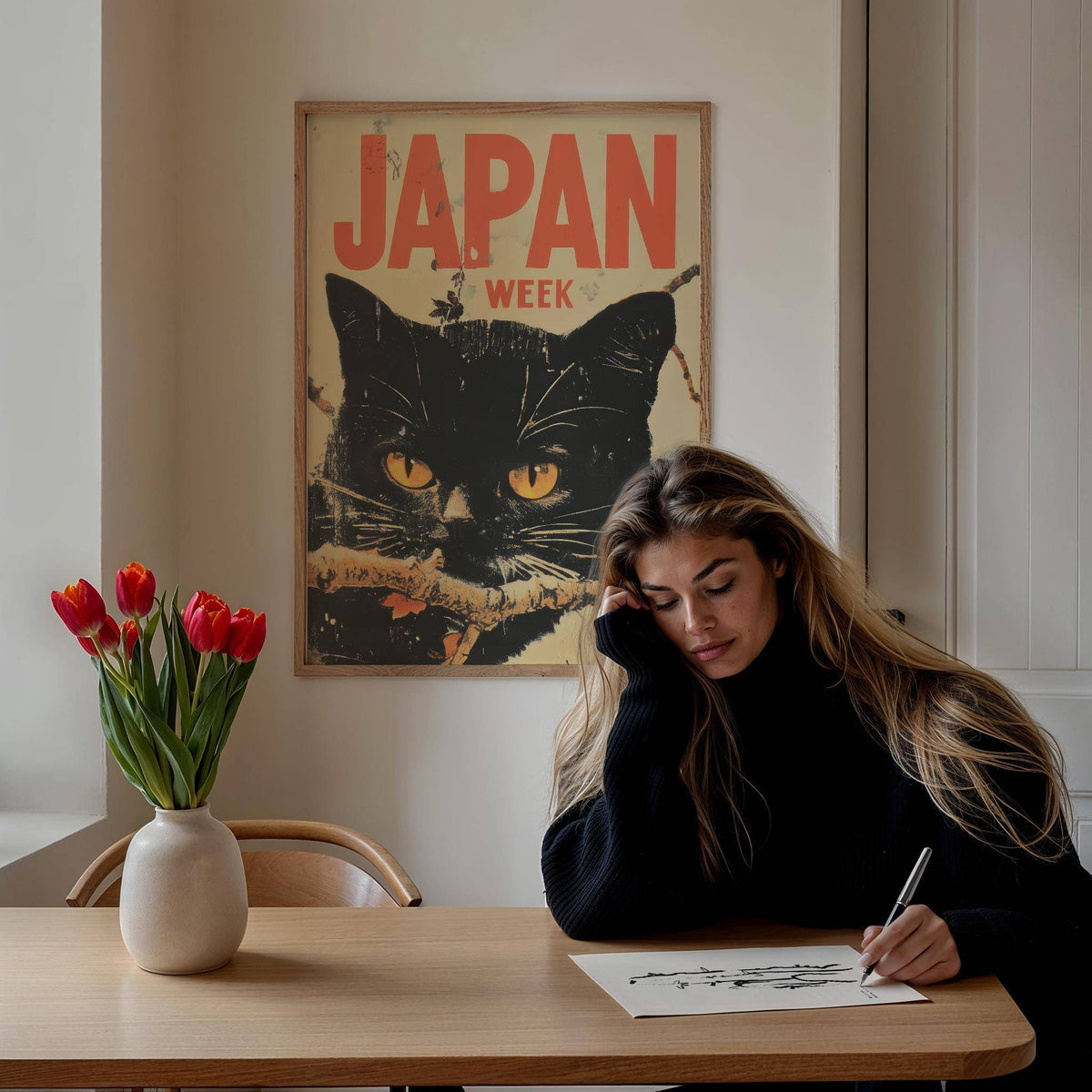 Decorative retro Japanese art for modern and vintage interiors