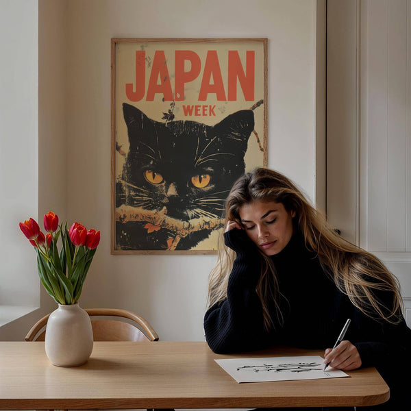 Decorative retro Japanese art for modern and vintage interiors