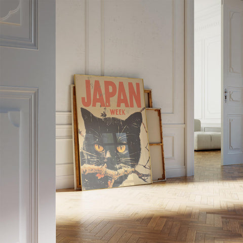 Bold retro Japanese art print for living rooms or offices.