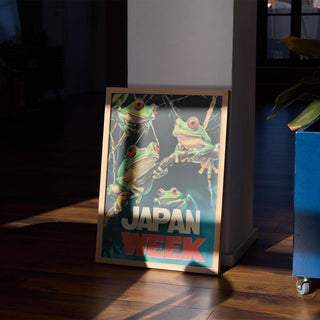 japanese frog prints with red-eyed frogs