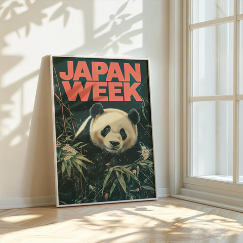 Japan Week panda art poster for living rooms.