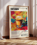 Flat white coffee lovers wall art for trendy apartments.