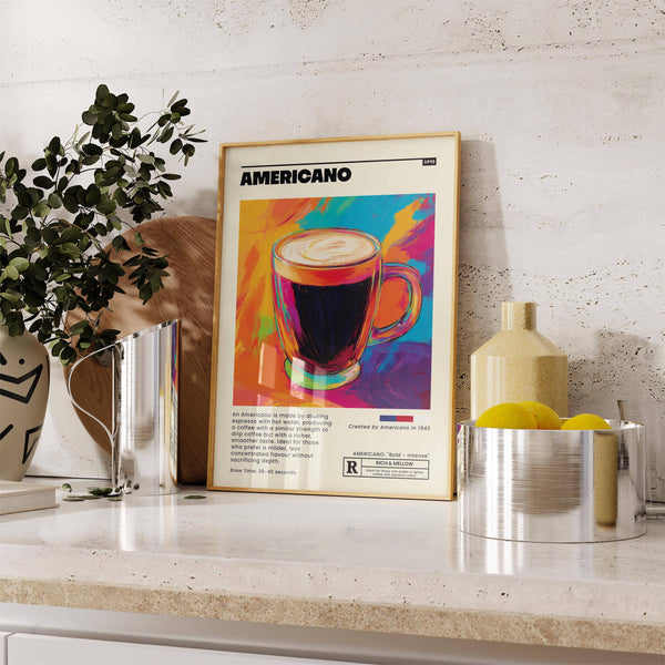 Coffee print for kitchen with colourful art