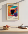 Vibrant coffee drink art for kitchen walls and dining rooms.