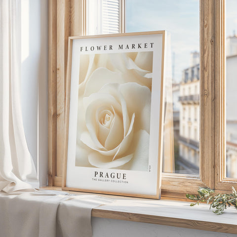 Elegant white rose print