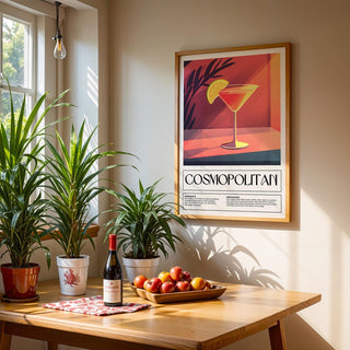Contemporary drink poster art with bold typography