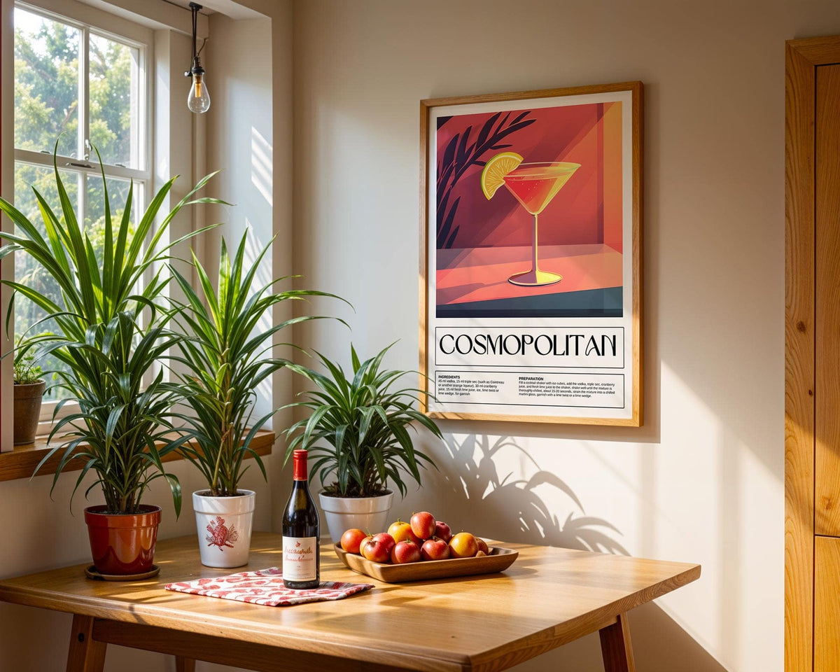 Contemporary drink poster art with bold typography