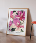 Pink Bauhinia flower wall art for living room decor.