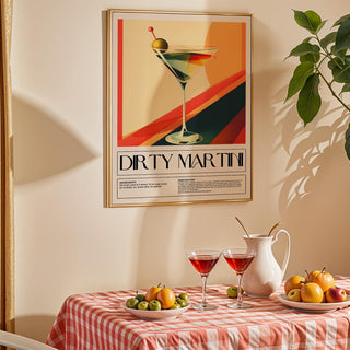 Dirty Martini recipe print for bar cart