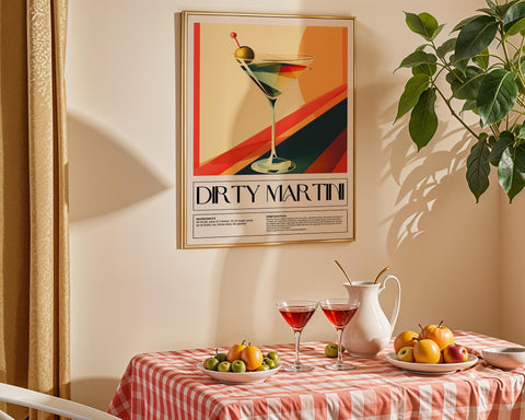 Dirty Martini recipe print for bar cart