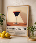 Espresso cocktail recipe wall art for kitchen