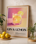 Gin and lemon drink art for summer decor