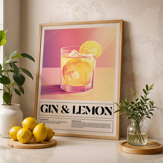 Gin and lemon drink art for summer decor