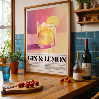 Modern cocktail recipe poster for dining room