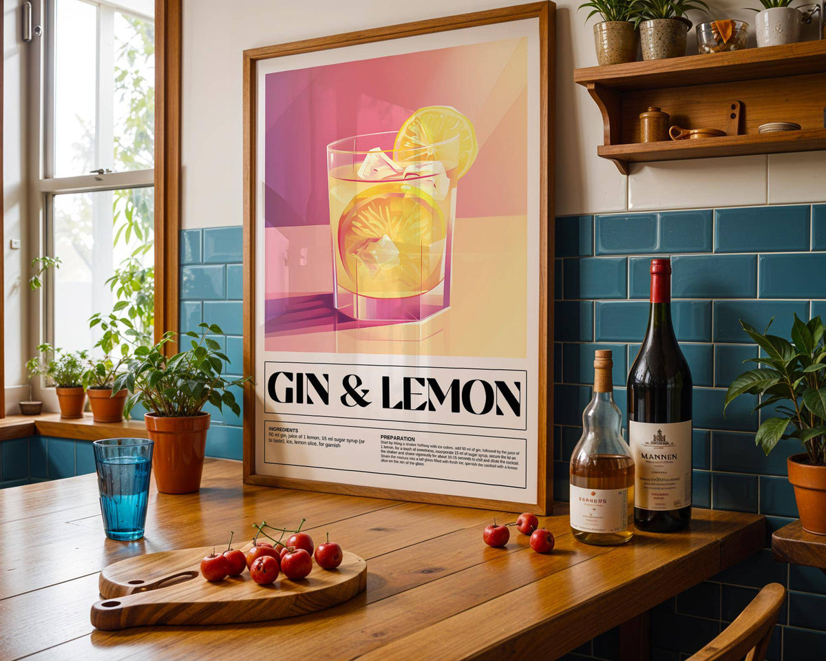 Modern cocktail recipe poster for dining room