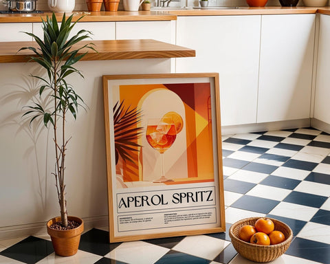 Modern Aperol Spritz cocktail recipe wall art