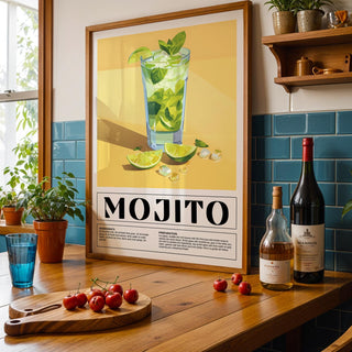 Summer cocktail recipe print for kitchen walls