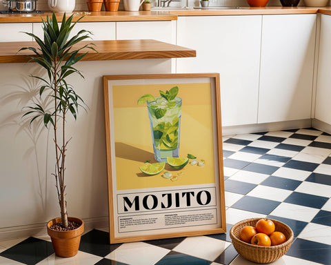 Mojito cocktail recipe wall art