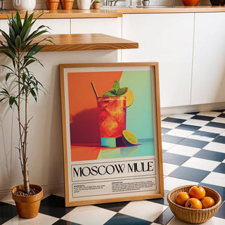 Bold and functional Moscow Mule artwork for kitchen and home bar decorations
