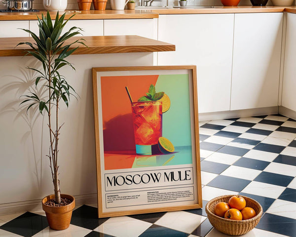 Bold and functional Moscow Mule artwork for kitchen and home bar decorations