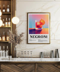 Colourful Negroni drink art for bar cart