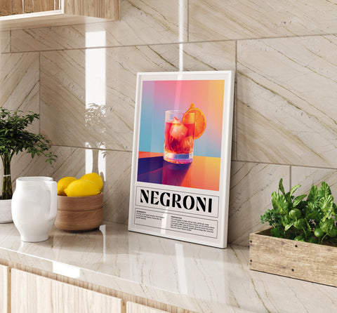 Vibrant Negroni cocktail drink poster