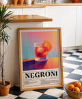 Negroni cocktail recipe wall art