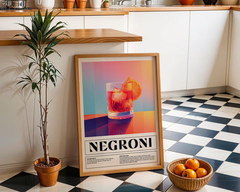 Negroni cocktail recipe wall art