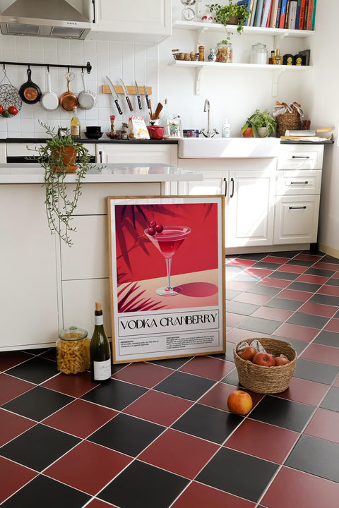 Cranberry vodka drink recipe print for kitchen