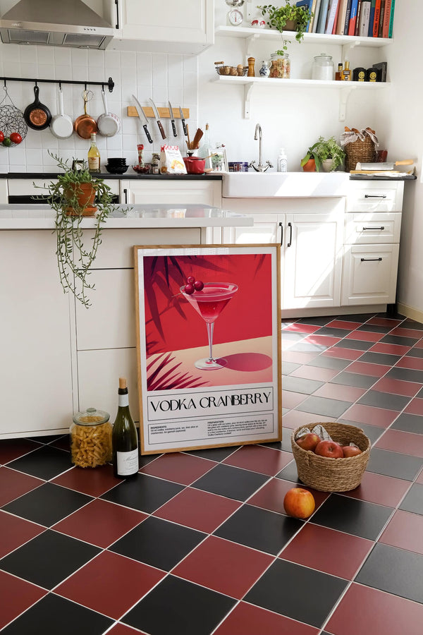 Premium-quality matte paper used for vodka cranberry home bar print