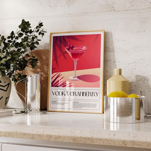 Vodka cranberry recipe wall art for modern homes